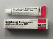 Nystatin-Triamcinolone: This is a light yellow Cream imprinted with nothing on the front, nothing on the back, and is manufactured by TARO/SUN PHARMA.