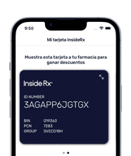 Pantalla de tarjeta de aplicación móvil