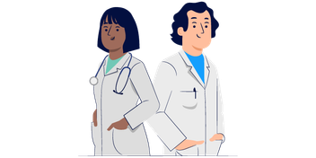 Two doctors standing next to one another