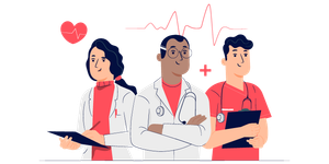 Health practitioners evaluating the heart