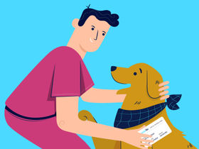 Vet petting a dog