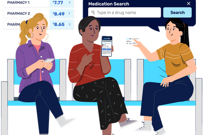 Women sitting in a room discussing Inside Rx pricing from the website