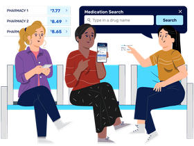 Women sitting in a room discussing Inside Rx pricing from the website