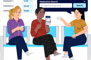 Women sitting in a room discussing Inside Rx pricing from the website