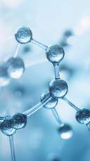 A molecular structure with an abstract blue color background