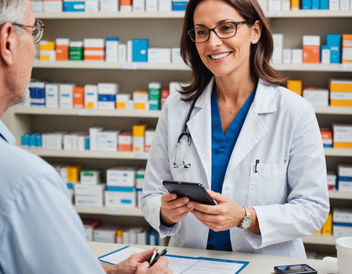 Pharmacist calculating cost of prescription medication