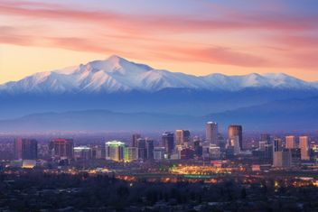 Denver Colorado skyline at sunset