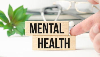 Mental health text long banner displayed on a grey background