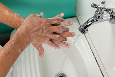 Person washing hands