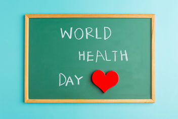 World health day written on chalkboard