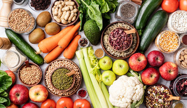 Overhead view of healthy food