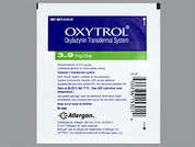 Oxytrol: This is a transparent rectangular (rounded end) Patch Transdermal Semiweekly imprinted with OXYTROL 3.9 mg/day on the front, nothing on the back, and is manufactured by ALLERGAN INC..