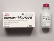 Humalog Mix 75-25: Esto es un Vial blanco lechoso imprimido con nada en la parte delantera, nada en la parte posterior, y es fabricado por ELI LILLY & CO..