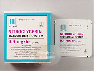 Esto es un Parche Transdérmico 24 Horas imprimido con Nitroglycerin  0.4 mg/hr en la parte delantera, nada en la parte posterior, y es fabricado por None.