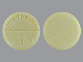 Esto es un Tableta imprimido con LANOXIN  Y3B en la parte delantera, nada en la parte posterior, y es fabricado por None.