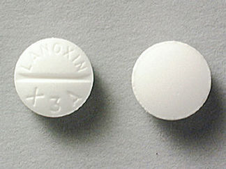 This is a Tablet imprinted with LANOXIN  X3A on the front, nothing on the back.