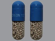Creon: This is a Capsule Dr imprinted with CREON 1236 on the front, nothing on the back.