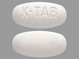 This is a Tablet Er imprinted with K-TAB on the front, nothing on the back.