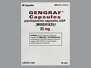 Gengraf: This is a Capsule imprinted with 25mg OR on the front, nothing on the back.