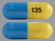 Trilipix: This is a Capsule Dr imprinted with 135 on the front, nothing on the back.