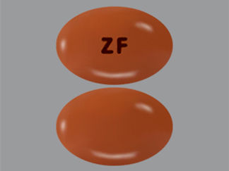 This is a Capsule imprinted with ZF on the front, nothing on the back.