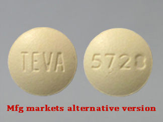 Esto es un Tableta imprimido con TEVA en la parte delantera, 5728 en la parte posterior, y es fabricado por None.