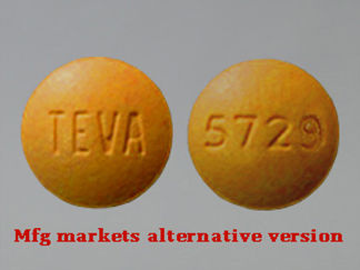 Esto es un Tableta imprimido con TEVA en la parte delantera, 5729 en la parte posterior, y es fabricado por None.