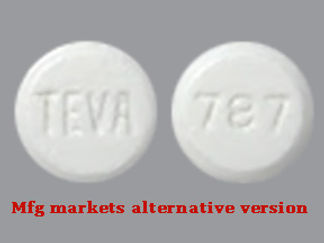 Esto es un Tableta imprimido con TEVA en la parte delantera, 787 en la parte posterior, y es fabricado por None.