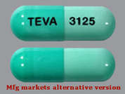 Dicloxacillin Sodium: This is a light green oblong Capsule imprinted with TEVA on the front, 3125 on the back, and is manufactured by TEVA USA.