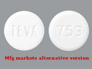 This is a Tablet imprinted with TEVA on the front, 753 on the back.