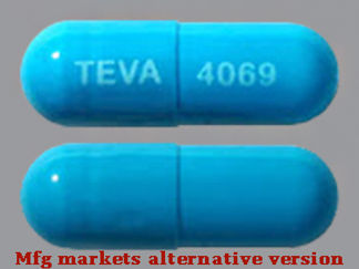 This is a Capsule imprinted with TEVA on the front, 4069 on the back.