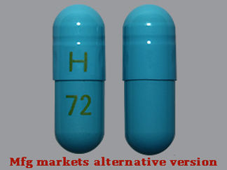 This is a Capsule Dr imprinted with H on the front, 72 on the back.
