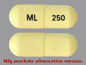 Mefenamic Acid: Esto es un Cápsula imprimido con ML en la parte delantera, 250 en la parte posterior, y es fabricado por None.