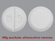 Benztropine Mesylate: This is a Tablet imprinted with N 9 on the front, nothing on the back.