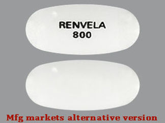 This is a Tablet imprinted with RENVELA  800 on the front, nothing on the back.