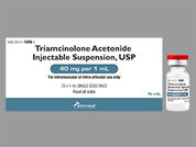 Triamcinolone Acetonide: Esto es un Vial imprimido con nada en la parte delantera, nada en la parte posterior, y es fabricado por None.