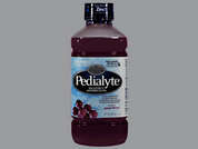 Pedialyte: Esto es un Solución Oral morado imprimido con nada en la parte delantera, nada en la parte posterior, y es fabricado por ABBOTT NUTRITIO.
