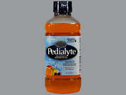 Pedialyte: Esto es un Solución Oral naranja imprimido con nada en la parte delantera, nada en la parte posterior, y es fabricado por ABBOTT NUTRITIO.