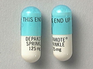 This is a Capsule Dr Sprinkle imprinted with THIS END UP on the front, DEPAKOTE  SPRINKLE  125mg on the back.