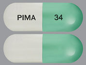Nuplazid: This is a Capsule imprinted with PIMA on the front, 34 on the back.