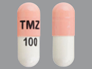 This is a Capsule imprinted with TMZ on the front, 100 on the back.
