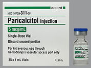 Paricalcitol: Esto es un Vial imprimido con nada en la parte delantera, nada en la parte posterior, y es fabricado por None.