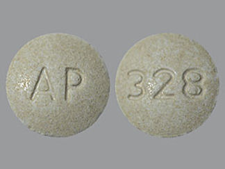 This is a Tablet imprinted with AP on the front, 328 on the back.