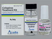 Ciclopirox: This is a Solution Non-oral imprinted with nothing on the front, nothing on the back, and is manufactured by ACELLA PHARMACE.