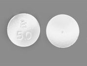 Bicalutamide: This is a Tablet imprinted with B  50 on the front, nothing on the back.