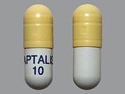 Zenpep: This is a Capsule Dr imprinted with APTALIS  10 on the front, nothing on the back.