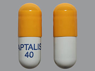 This is a Capsule Dr imprinted with APTALIS  40 on the front, nothing on the back.