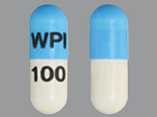 This is a Capsule imprinted with WPI on the front, 100 on the back.