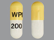 Celecoxib: This is a Capsule imprinted with WPI on the front, 200 on the back.