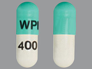 This is a Capsule imprinted with WPI on the front, 400 on the back.